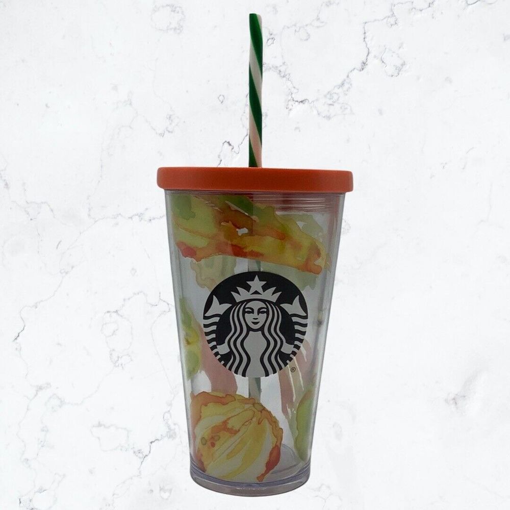 Starbucks 2017 Harvest Fall Cold Cup 16oz Grande Double Wall Insulated Tumbler
